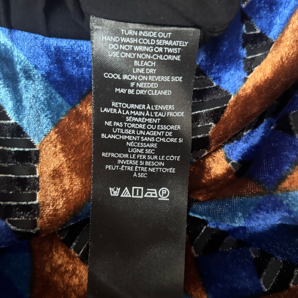 Anthropologie Somerset Mini Dress Velvet Geometric Blue Rust Motif Size Small - Picture 10 of 11